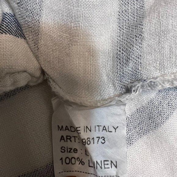 Viola Borghi Women's Shirt Dress Striped Linen Roll Tab Sleeve Size L Italy - Picture 5 of 10